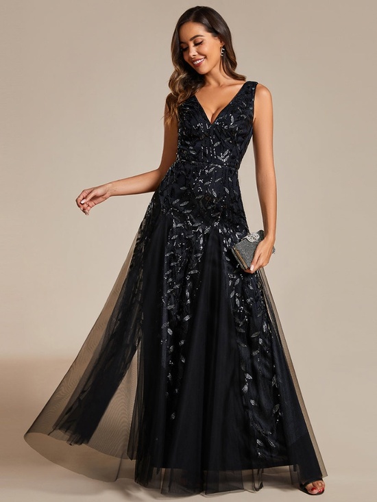Ever Pretty Dresses & Skirts - Ever Pretty Black Sequin V-Neck Maxi Gown